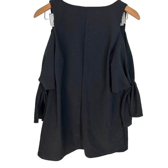 Boston Proper Blouse Women’s Small Black Cold Shoulder Shirt Top Short Sleeve - Picture 3 of 12